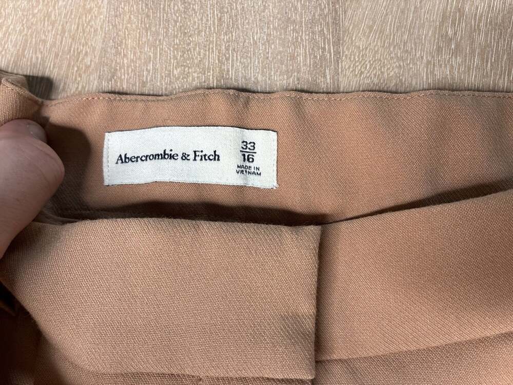 Abercrombie A&F Sloane Tailored Wide Leg Pant in Khaki Brown Size 33 - Picture 4 of 8